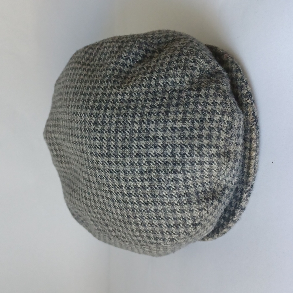 Flat Cap Wool Hat Gray Houndstooth Pattern Made B… - image 3